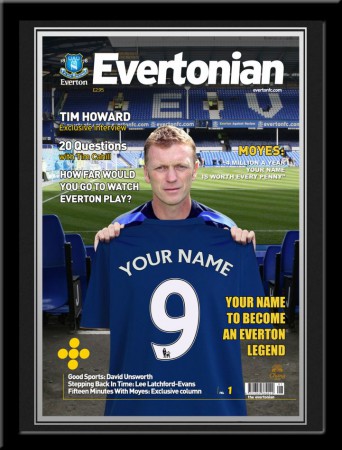 Titulok časopisu s trénerom mužstva a tvojim menom na drese FC Everton - 1N23