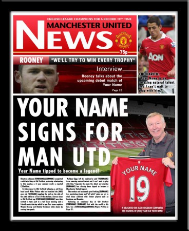 Titulok časopisu s trénerom mužstva a tvojim menom na drese FC Manchester United - 1N38