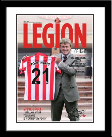 Titulok časopisu s trénerom mužstva a tvojim menom na drese FC Sunderland  - 1N41